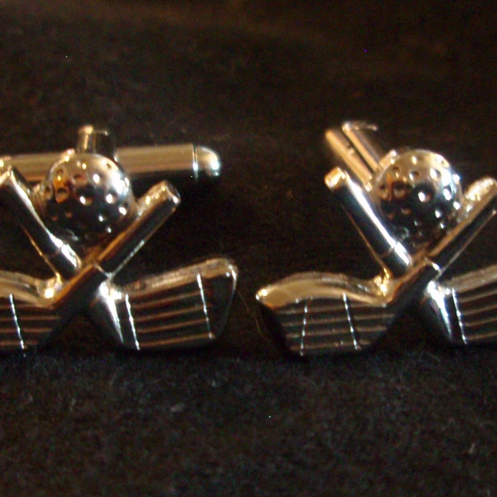 Silver Golf Club and Ball Cuff Links